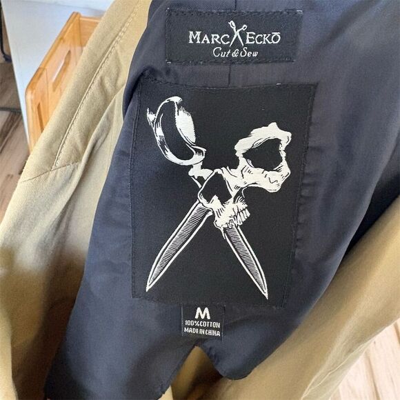 Marc Ecko Cut & Sew Men's Beige Cotton Blazer Size M Formal Tailored 2-Piec - Picture 5 of 5